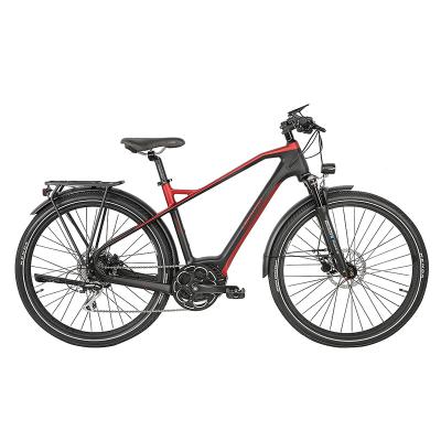 China 2021 New Carbon Fiber Lithium Battery 250W/350W/9.6Ah/10.5Ah Electric Bicycle 7 Speeds Carbon Frame e Bike City For Men for sale