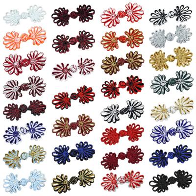 China Sustainable Factory Wholesale Fashion Flower Design Button Fasteners Handmade Chinese Knot Button Gold Knot Button for sale