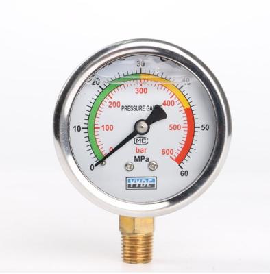 China Machine Equipment Factory Price High Pressure Pressure Gauge , Oil Liquid Filling Stainless Steel Pressure Gauge for sale