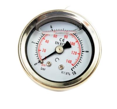 China Promotional Stainless Steel Shell Brass Connection Oil Filling Machine Equipment Pressure Gauge For 40mm Bar 0-10 for sale