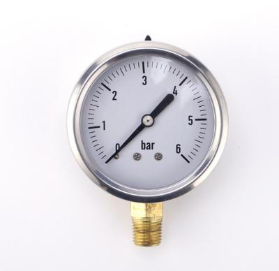 China Promotional 6bar Machine Equipment with Stainless Steel Shell Brass Connection Pressure Gauge Used for Water Purifier for sale