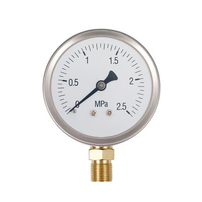 China High Quality Stainless Steel Radial 2.5Mpa Air Dry Stainless Steel Pressure Gauge Gauge With 1/4