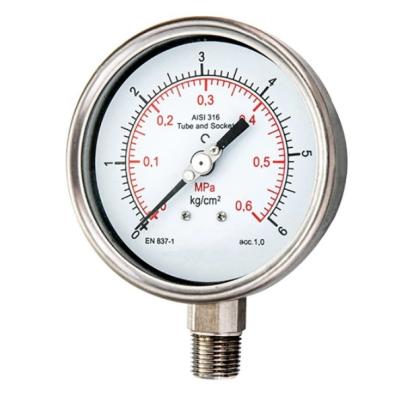 China Refrigeration Systems: 6Bar Argon Arc Welding Type Air Conditioner 100MM Stainless Steel Pressure Gauge for sale