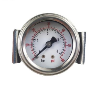 China Machine Cheap Silver Iron Case 4Bar 40MM Pressure Indicator Equipment 4Bar 40MM Color Instrument Bracket Axial Pressure Gauge Meter for sale