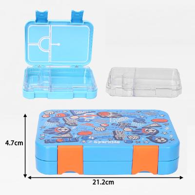 China Leak-Proof Custom Logo 4 Compartment Freshness Storage Bento Lunch Box Kids Tritan Lunch Box for sale