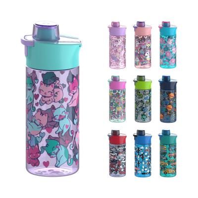 China Sustainable cute design 420ml kids water bottle bpa free school plastic water bottle with straw for sale