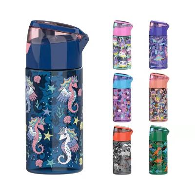 China Sustainable 450ml bpa free kids sports bottle portable cartoon kids drink water bottle with handle for sale