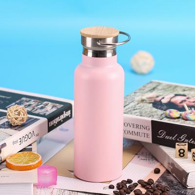 China 17oz 25oz Stainless Water Bottle Vacuum Flask Bottles Thermos Viable Custom Logo Double Wall With Bamboo Lids for sale