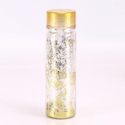 China Bpa 500ML fashion viable hot sale free double wall plastic water bottle with glitter inside for sale