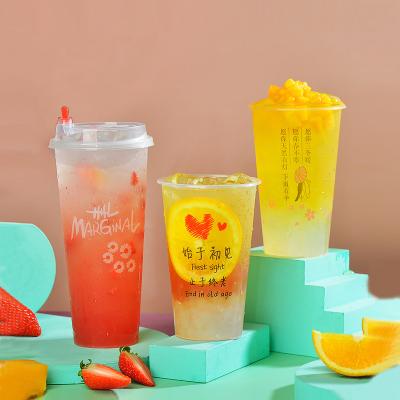 China DOUBLE WALL 90/95mm disposable food grade coffee boba beverage plastic cup for sale