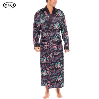 China QUICK DRY Comfortable Design Men's Custom Silk Pajamas Long Robe Printing Sleepwear Loose Pajamas for sale