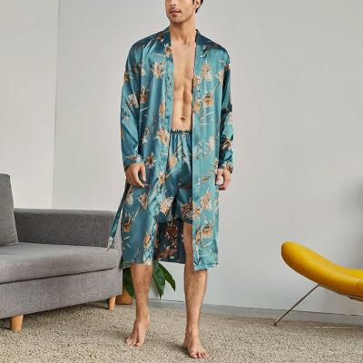 China OEM Logo Tag Label QUICK DRY Wholesale Custom Sleepwear Loose Fit Mens Casual Silk Breathable Robe Unisex Sleepwear for sale