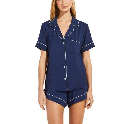 China Cheap OEM ODM QUICK DRY Manufacturing Women Night Wear Organic Cotton Shorts Pajamas Set 2 Piece Sleepwear for sale