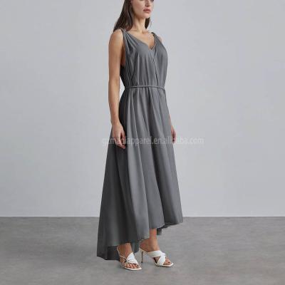 China OEM Factory OEM Halter Party Chiffon Party Gray Luxury Dress Custom Made Anti-Static Long Dresses Women for sale