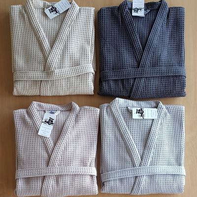 China QUICK DRY cotton waffle spa robe for men with logo customized for sale