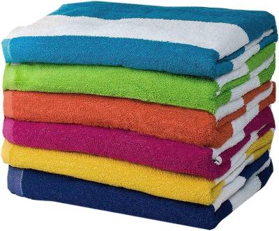 China 100% Cotton Terry Stripe QUICK DRY Beach Towel, Pool Towel for sale