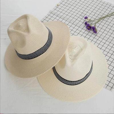 China Custom Character Logo Straw Hats Summer Beach Straw Panama Floppy Hat For Women Bridesmaid for sale