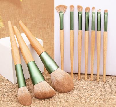 China Amazon fiber makeup brush 10 pcs best-selling wooden handle custom made makeup brush kit for sale