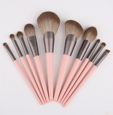 China Wholesale 10 pcs wooden handle+aluminum tube+man-made fiber cosmetic brushes wooden handle brush PU cosmetic bag set for sale