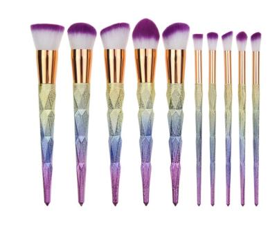 China Plastic+Aluminum Tube+Synthetic Fiber Grade 10 Diamond Grain 3D Makeup Brush Powder Eyeshadow Makeup Brush Set for sale