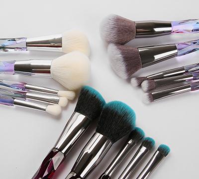 China Wooden fiber Crystal Rod Cosmetic Brush magic handle+aluminum tube+man-made 5 pieces set professional cosmetic brush for sale