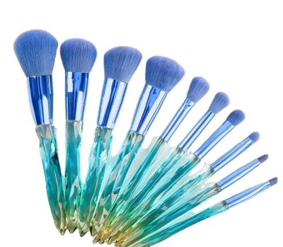 China Plastic Handle + Symphony Hot Sale Crystal Rod Makeup Brush Set 10pcs Synthetic Fiber Makeup Brush Customized Logo Makeup Brush for sale