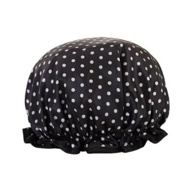 China 2021 New Lncrease Double-Layer PEVA Wave Pastoral Dye Dot Waterproof High Quality Shower Cap Can Be Customized Logo for sale