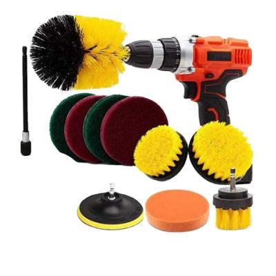 China Kitchen Bathroom Car Nylon Silk Carpet Cleaning Electric Drill Brush 11 Piece Set for sale