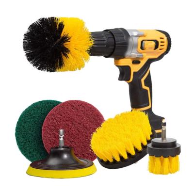 China Nylon Filament Kitchen Bathroom Car Mat Cleaning Electric Drill Brush 6 Piece Set for sale