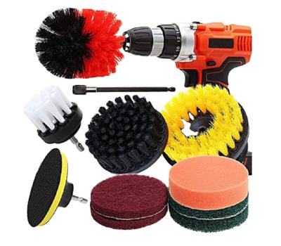 China Nylon Filament Bathroom Car Carpet Cleaning Electric Drill 11-Piece Reading Brush for sale