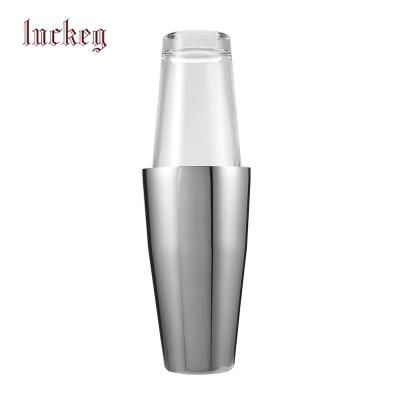 China New Design Boston Shaped Cocktail Shaker Bar Set Stainless Steel Barware for sale