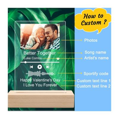 China Customized Modern Art Song Music Plaque Night Light Song Picture Acrylic Album Cover Scannable Album for sale