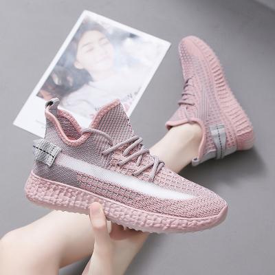 China CUSHIONING cheap fashion breathable flight knitted casual shoes sneaker flat soles sport shoes for women for sale