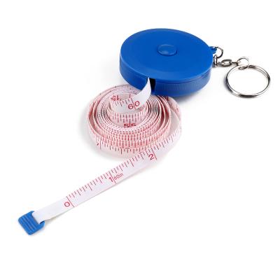 China plastic case & Promotional gift 1.5M 2M PVC+fiberglass custom small colorful plastic tape measure key chain with logo printing for body measure tape for sale