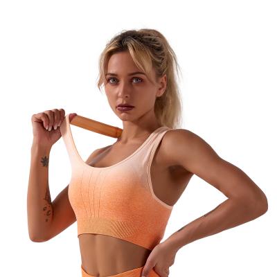 China Breathable New Trend Seamless Gradient Color Sports Fitness Yoga Tie Dye Sports Top Bra for sale