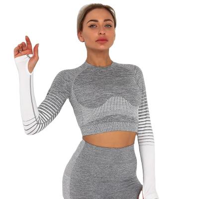 China European and American Women's Antibacterial Spring Fitness Shirt Long and Summer Yoga Sleeve Wears for Ladies Active Wear Slim Core for sale