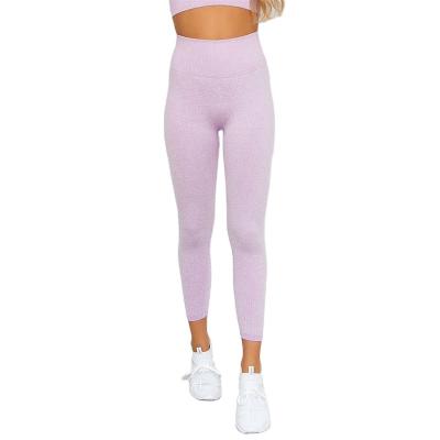 China Breathable Europe and the United States Slim Quick Dry Yoga Exercise Ladies Seamless Warm Knitted Jogging Pink Pants for sale