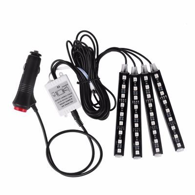 China 4pcs 12V LANDSCAPE Car Interior Atmosphere 9 LED Neon Strip 5050 RGB SMD Flexible Strip Light + Remote Controller for sale