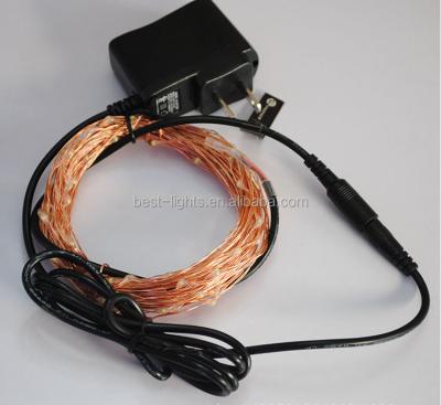 China 10m 100L 33ft Waterproof Micro Invisible Copper Wire Led String Lights Warm White With Adapter BST-10m100ledsWW12V for sale