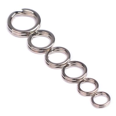 China OEM 100pcs/box Fishing Tackle Stainless Steel Buckle Split Ring Saltwater Sea Fishing Double Hook Silver Connector for sale