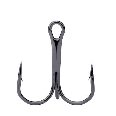 China Wholesale 50pcs High Strength Fishhook Black Nickel Metal Carbon Steel Fishhook Stinger Treble Hooks for sale