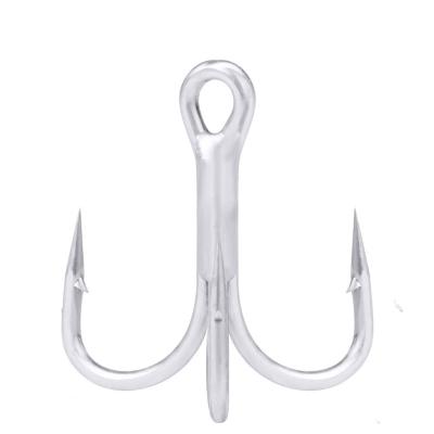 China OEM 10pcs/bag Wholesale High Strength 3X Strong Carbon Steel Barbed Fish Hooks Sea Fish Treble Hooks for sale