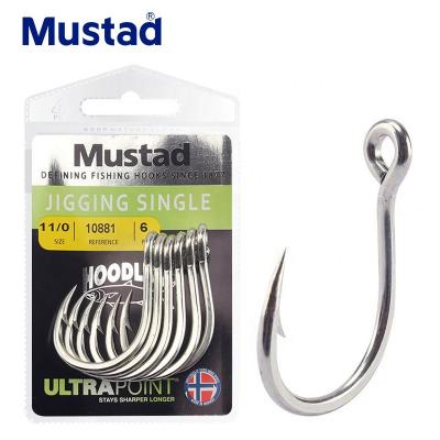 China High Strength OEM Wholesale 10881NP Mustad Fishing Hooks Carp Saltwater Fish High Carbon Steel Bulk Building Hooks for sale