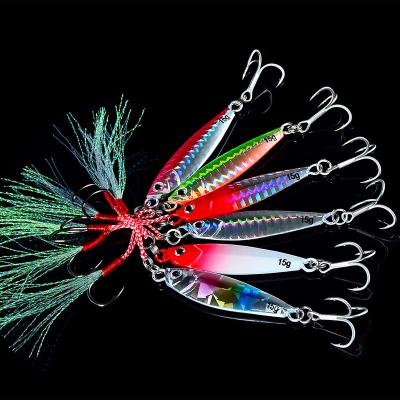 China Glow Saltwater Fishing Lure Metal Jig 7g 10g 15g 20g 30g Artificial Groundbaits Glow Slow Pitch Baiting Lure for sale