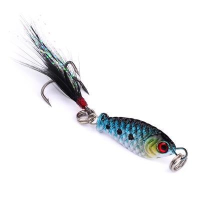 China 25mm 5.2g 3D Metal Eyes Swimbait Artificial Hard Bait Sea Bass Lure Metal Jigging Fishing Lure for sale