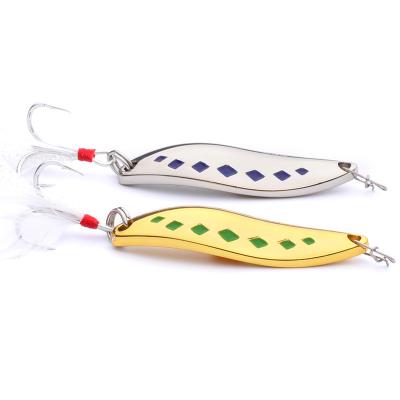 China 3D Eyes Saltwater PESCA Hook Lure 10g 15g 29g 5.5cm Metal Spoon Crank Bait Bass Fishing Lure for sale