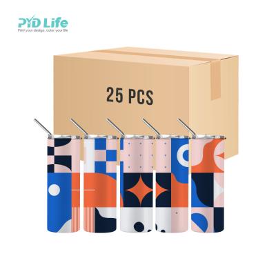 China Sustainable Life 25 PCS of PYD 20 oz Sublimation Logo Lean Custom Stainless Steel Tumbler Cups with Lid and Straw for sale