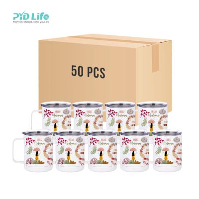 China PYD PORTABLE 50 PCS Life 10oz Sublimation Stainless Steel Custom White Camping Coffee Mug With Logo for sale