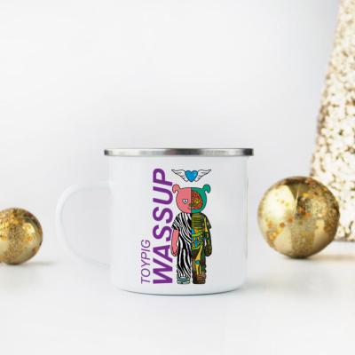 China 12 oz Sublimation Enamel Mug Metal Mug Tin Enamel Mug With Custom PYD Lifetime Logo for sale