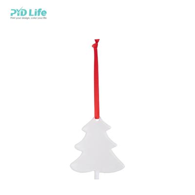 China Wholesale DIY Sublimation Photo PYD Life Personalized Sublimation Acrylic Christmas Tree Ornaments With 20cm Red Ribbon for sale